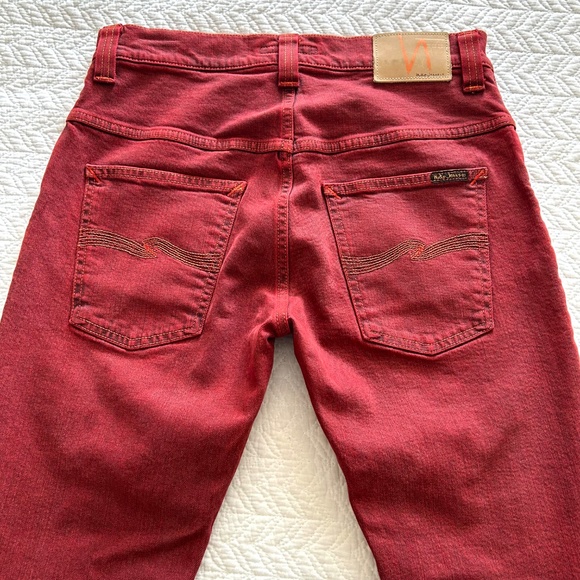 Nudie Jeans Thin Finn Organic Cotton Slim Fit Icon Red Waist Size 31 Unisex - Picture 7 of 15